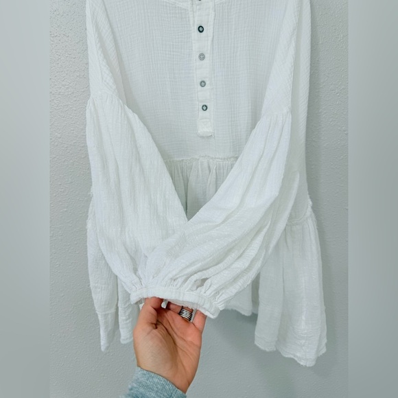 Free People Farrah Lace Pieced Swing Top Shirt Oversize Size M - Picture 4 of 12